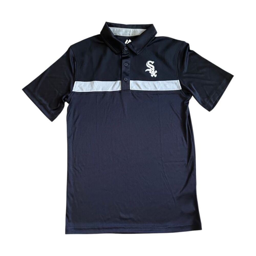 MLB Chicago White Sox Men's Baseball Team Polo Shirt in Black and Grey, XL